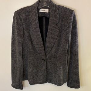 Calvin Klein Women's Charcoal Herringbone Soft Blazer